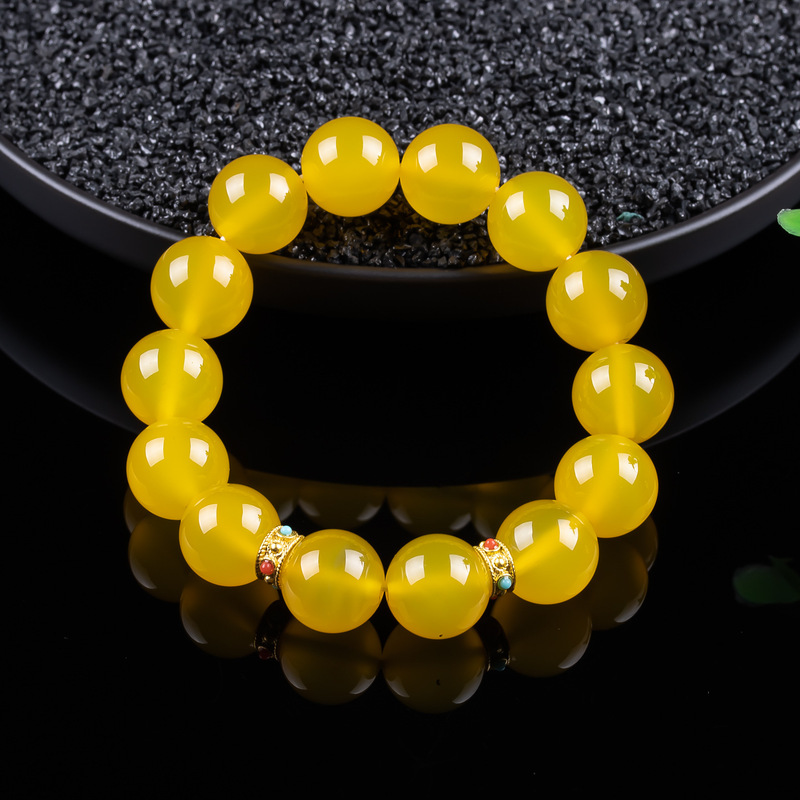 Bracelets - Jade amber yellow, simple and versatile,