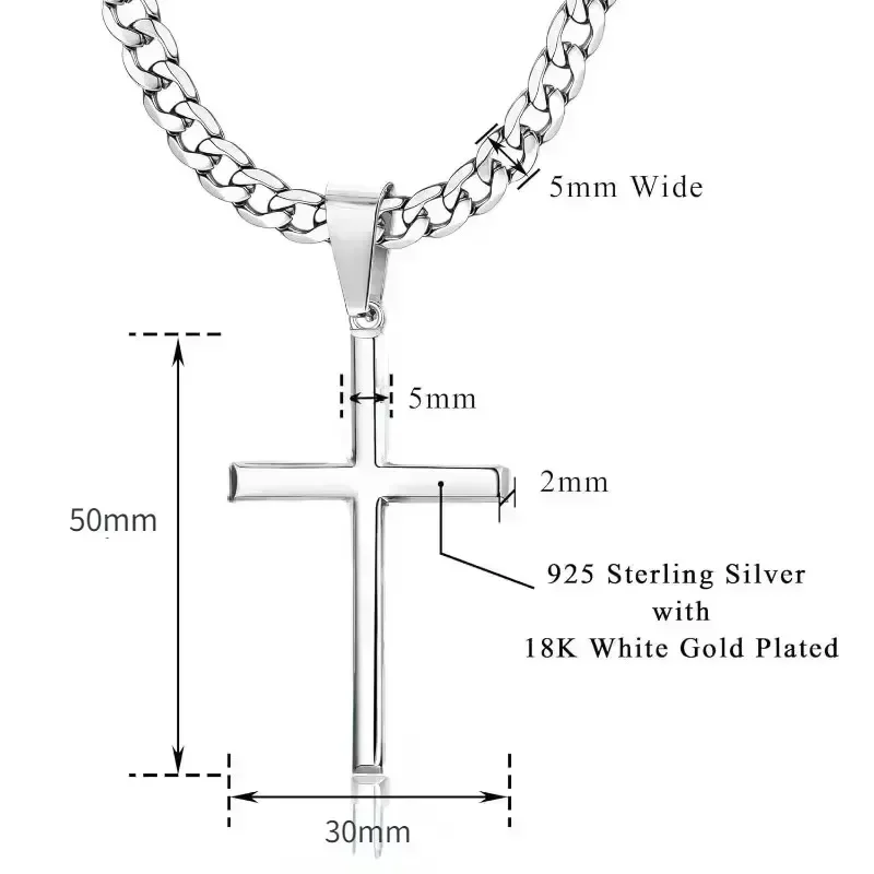 925 Sterling Silver Cross Neck - 925 Sterling Silver Chain Necklace Men 评论和价格
