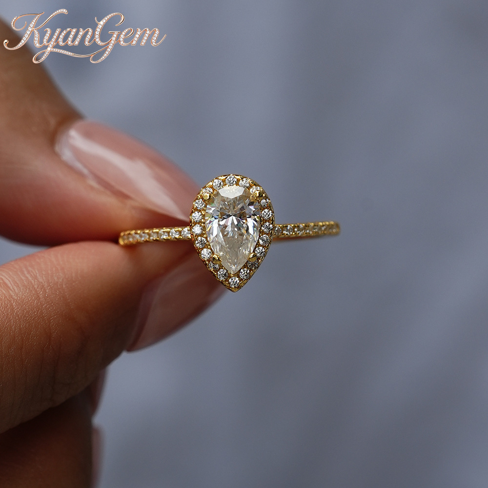 KyanGem Real 18K Gold Moissani - Moissanite Engagement Ring 1 Carat 评论和价格
