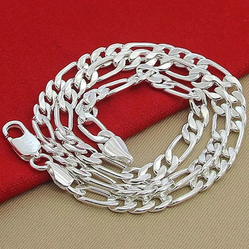 925 Sterling Silver Necklace F - Cuban Link Chain 12Mm 评论和价格