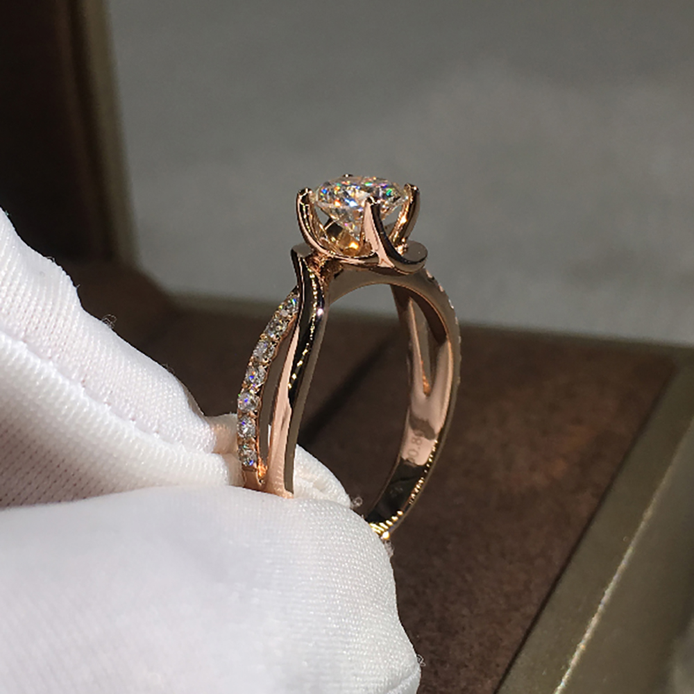 Custom Solid 10K Au417 Rose Go - Moissanite Engagement Ring 1 Carat 评论和价格