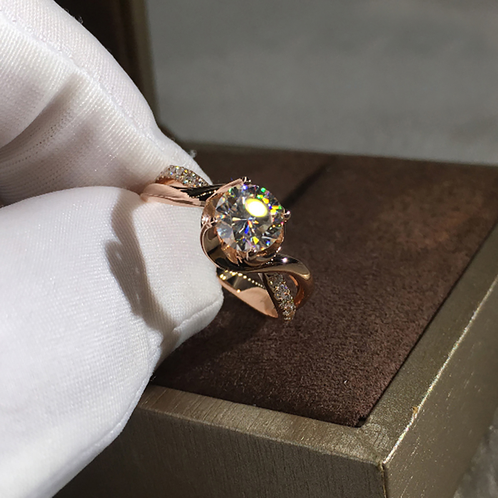 Custom Solid 10K Au417 Rose Go - Moissanite Engagement Ring 1 Carat 评论和价格