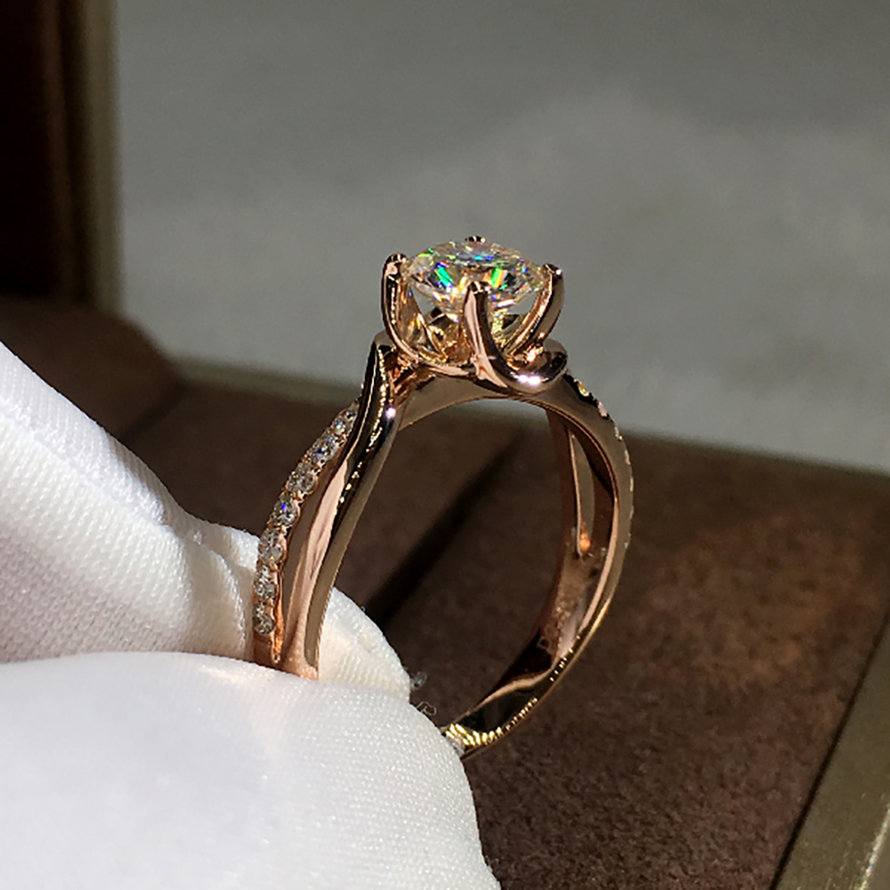 Custom Solid 10K Au417 Rose Go - Moissanite Engagement Ring 1 Carat 评论和价格