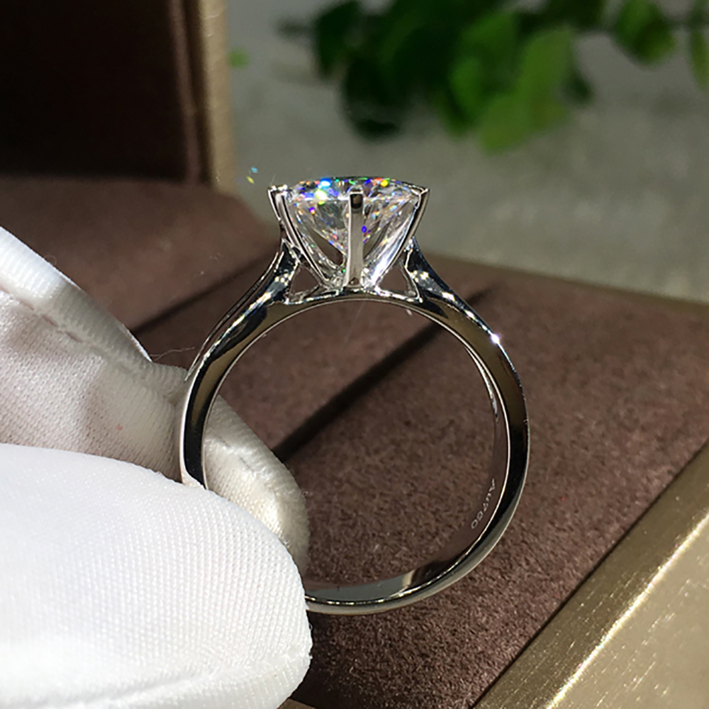 Custom Solid 14K Au585 White G - Moissanite Engagement Ring 1 Carat 评论和价格