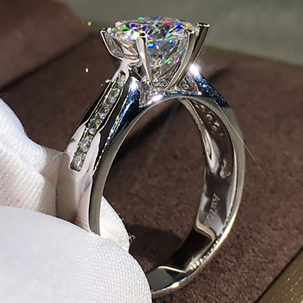 Custom Solid 14K Au585 White G - Moissanite Engagement Ring 1 Carat 评论和价格