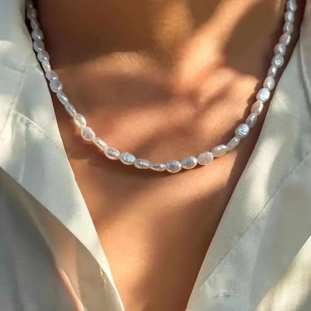Simple Imitation Pearl Choker  - Pearl Choker Necklace Vintage 评论和价格