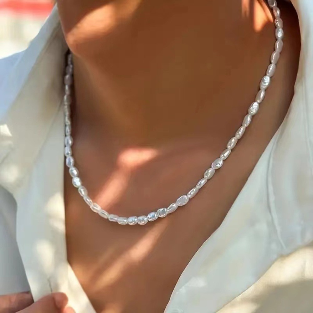 Simple Imitation Pearl Choker  - Pearl Choker Necklace Vintage 评论和价格