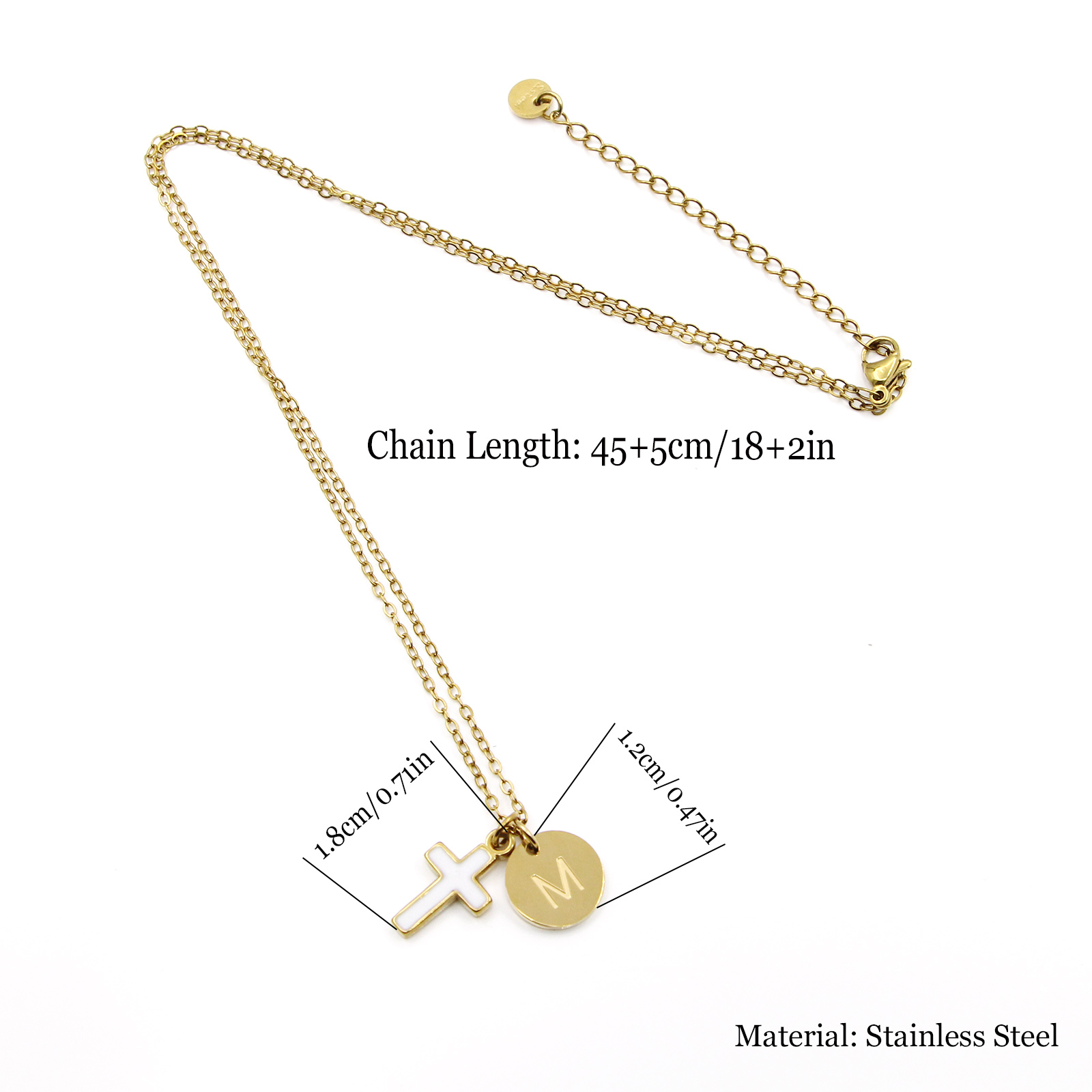 Cross Initial Necklace Stainle - Initial Letter Necklace 18K Gold 评论和价格