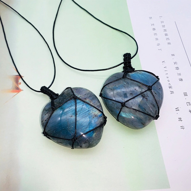 Natural Hand-woven Labradorite - Crystal Pendant Necklace Natural Stone 评论和价格