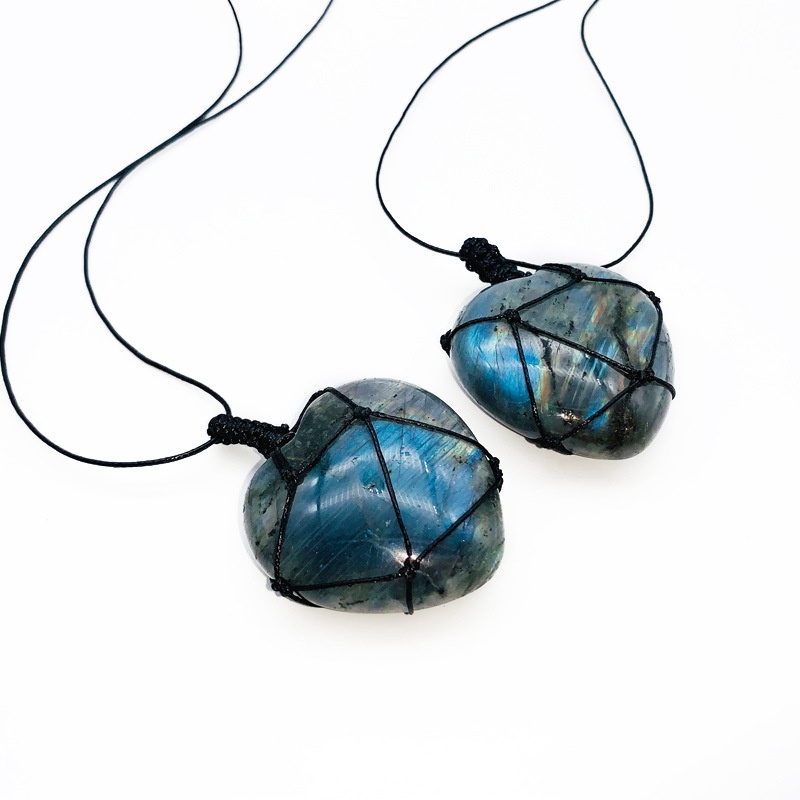 Natural Hand-woven Labradorite - Crystal Pendant Necklace Natural Stone 评论和价格