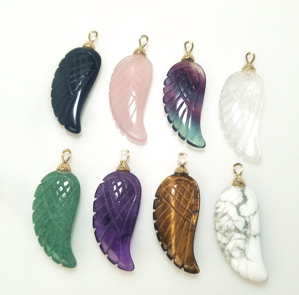 1 Pcs Angel Wing Pendant Natur - Crystal Pendant Necklace Natural Stone 评论和价格