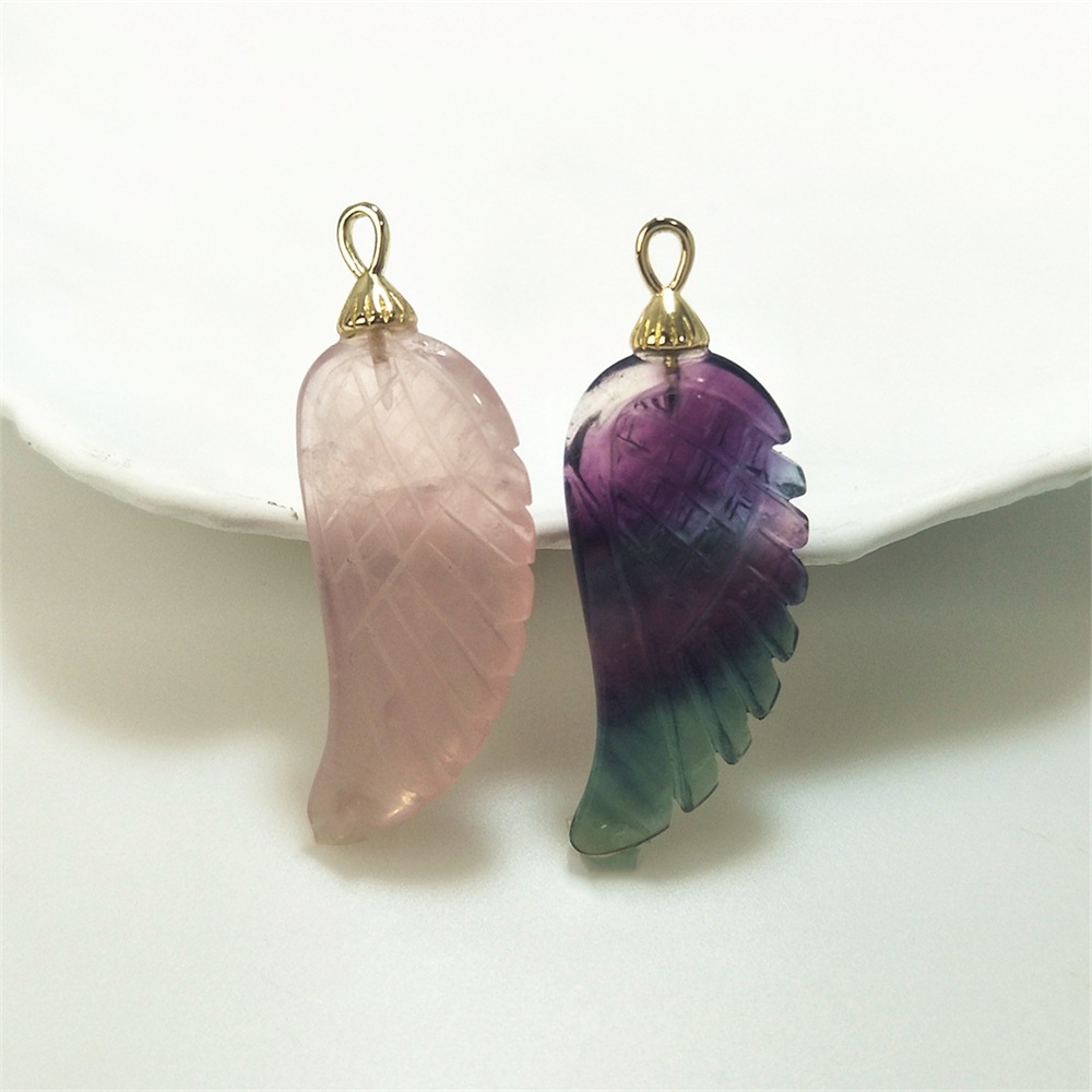 1 Pcs Angel Wing Pendant Natur - Crystal Pendant Necklace Natural Stone 评论和价格