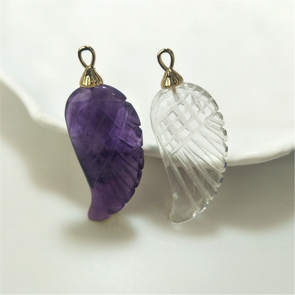 1 Pcs Angel Wing Pendant Natur - Crystal Pendant Necklace Natural Stone 评论和价格
