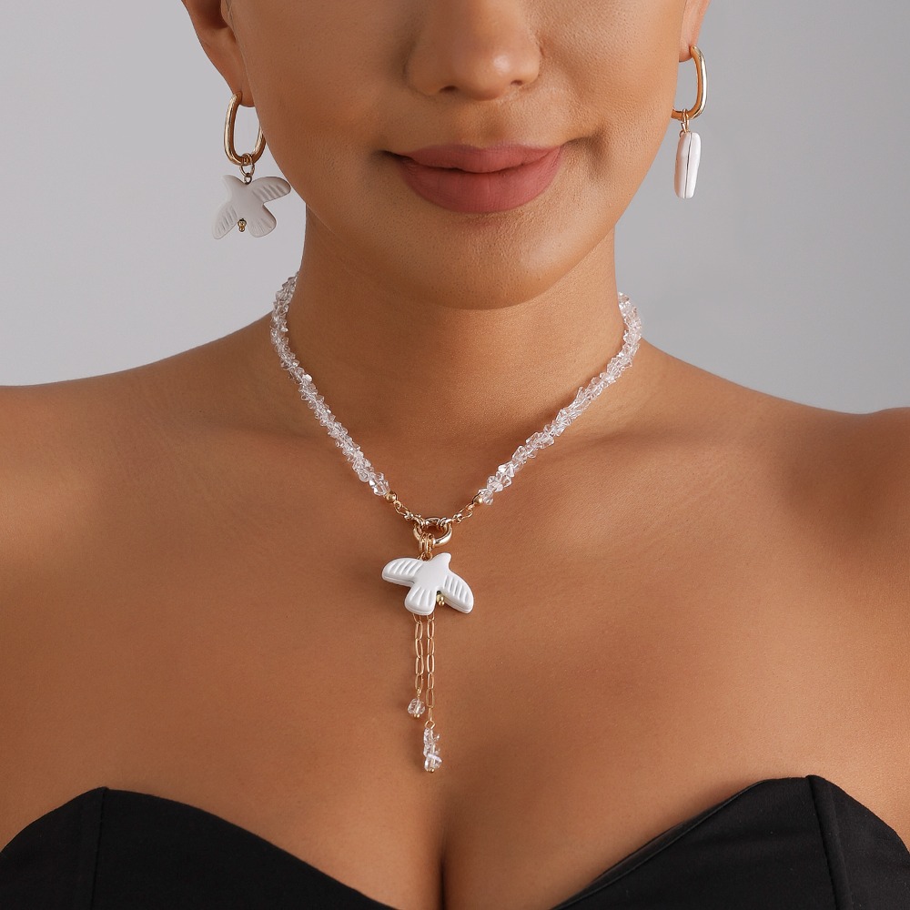 White Dove Pearl Choker Neckla - Layered Pendant Necklace Aesthetic 评论和价格