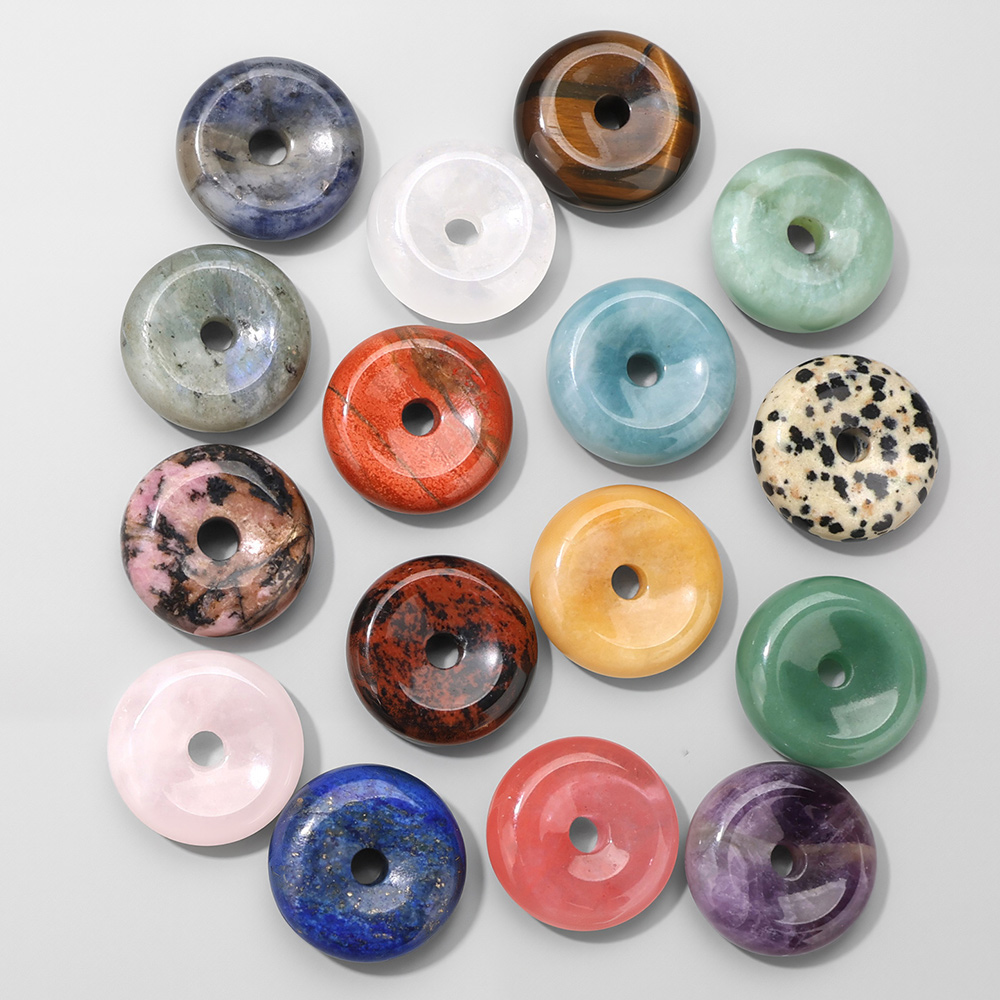 1pc 25MM Circle Donut for Neck - Crystal Pendant Necklace Natural Stone 评论和价格